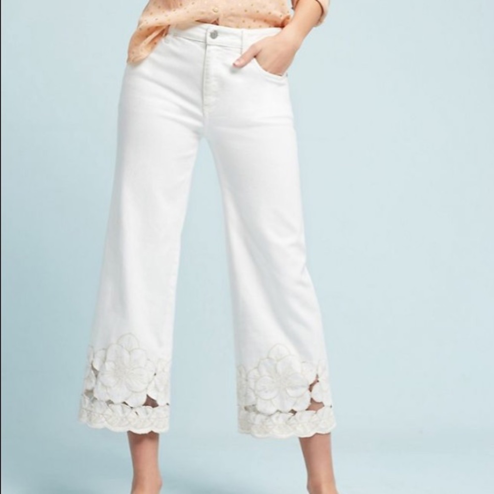 Anthropologie Pilcro cutout floral jeans